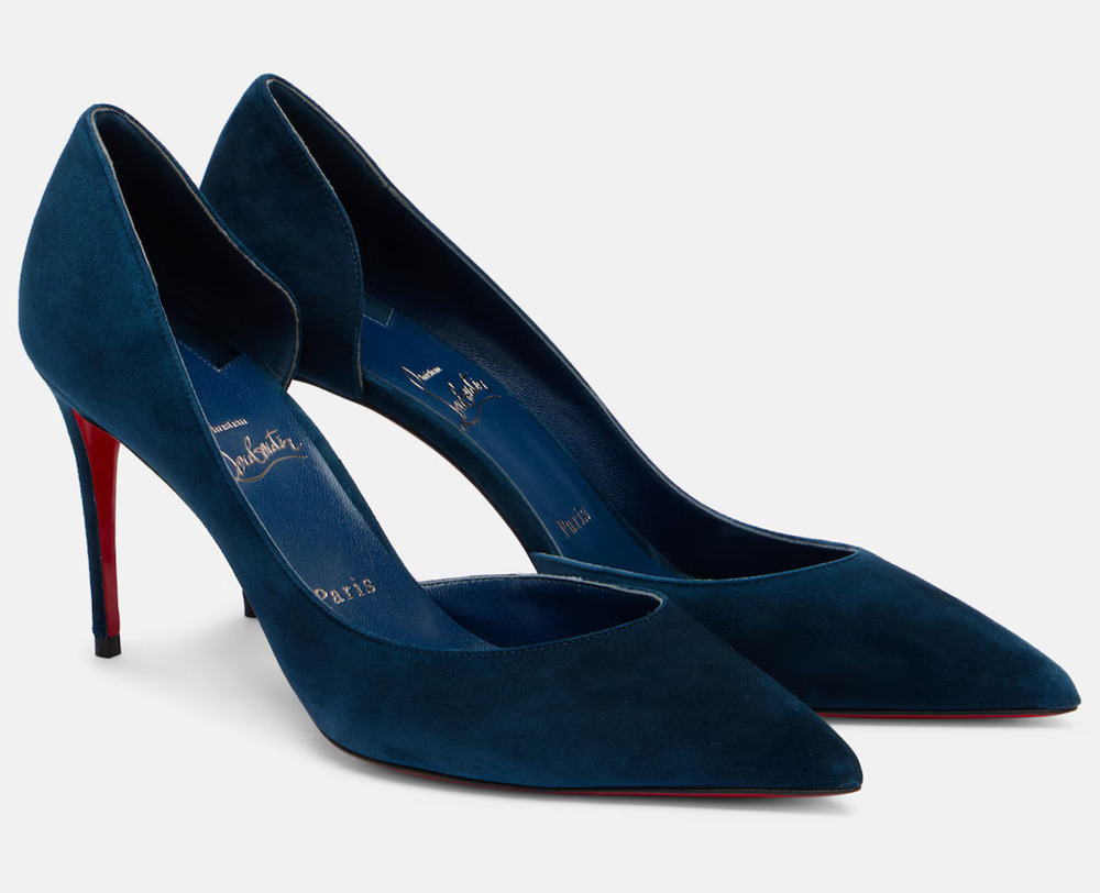 Christian Louboutin Iriza 85 Last Night Navy Blue Suede D'orsay Heel Pump 39.5